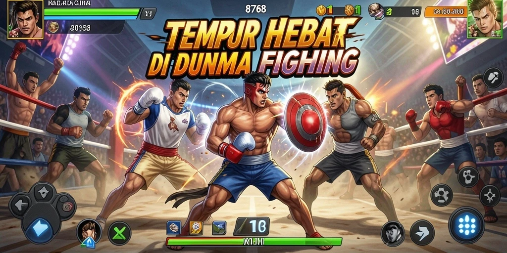 Tampilan gameplay seru dan karakter bertarung di 8768.