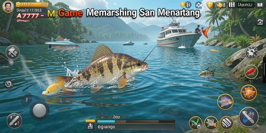 Gameplay A7777 yang mengasyikkan dengan aksi memancing yang menantang.