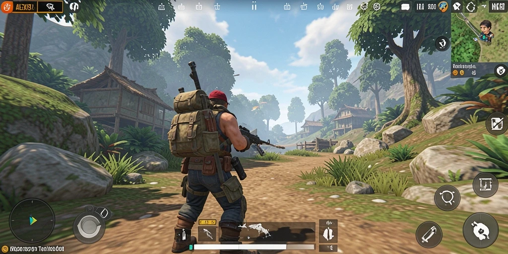 Tampilan gameplay ALEXIS500 menampilkan petualangan menjelajahi dunia terbuka yang luas.
