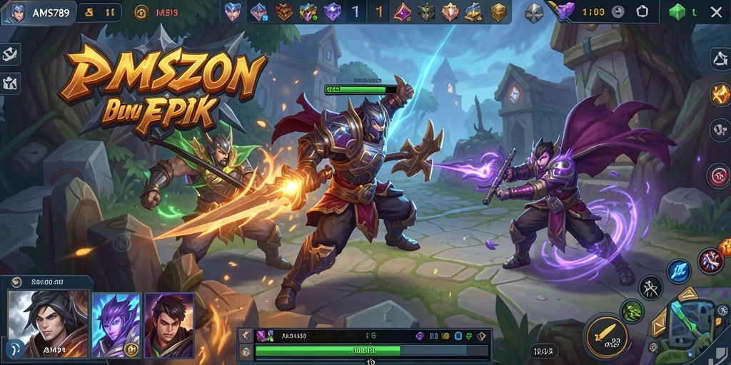 Tangkapan layar utama AMS789 dengan aksi permainan MOBA yang intens.