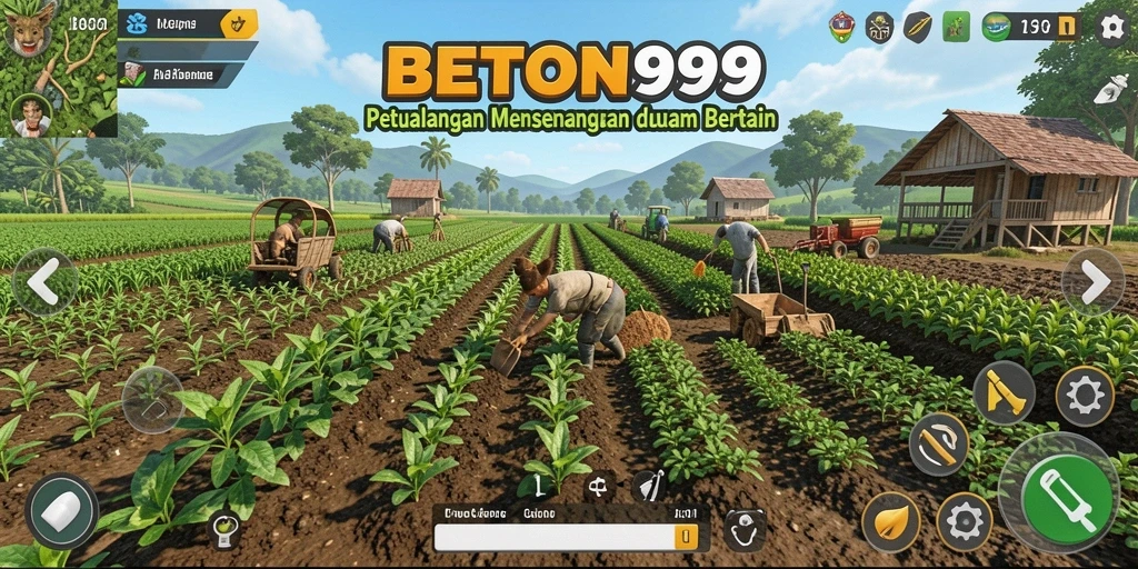 Gameplay BETON999 menampilkan momen bertani yang seru dan menawan.