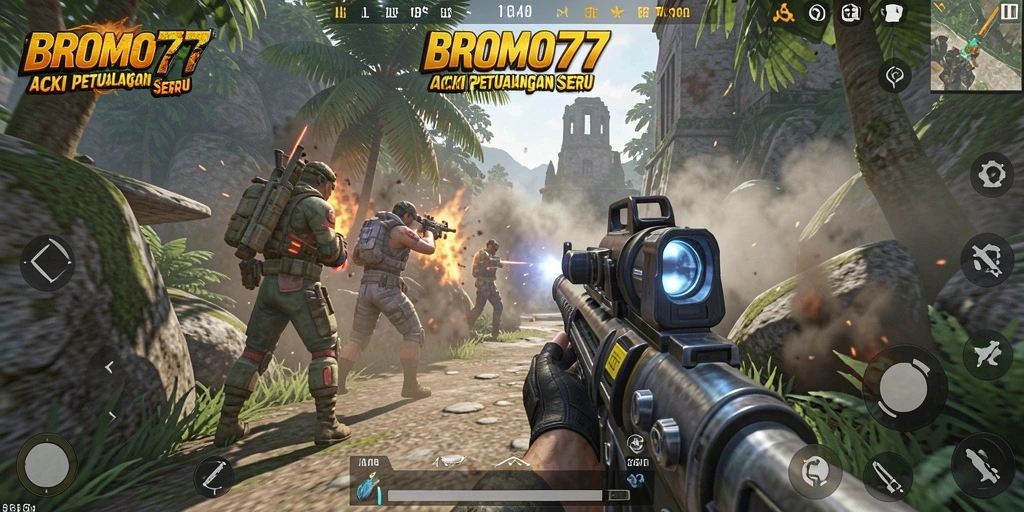 Screenshot BROMO77 menampilkan aksi pertempuran yang seru dan grafis menakjubkan.