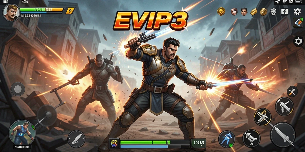 Tampilan menegangkan dari pertempuran dalam EVIP3 yang penuh aksi.