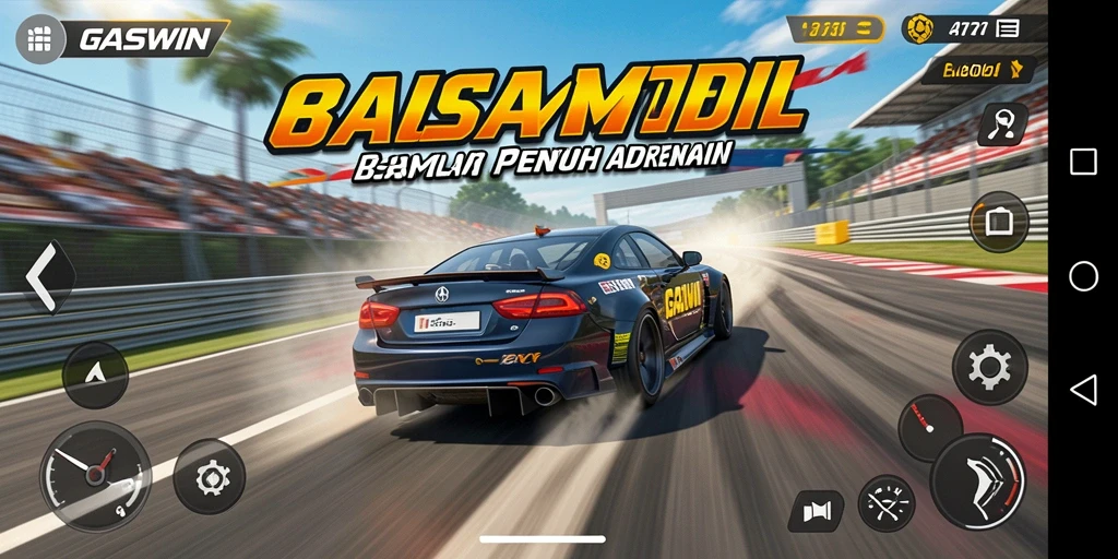 Tangkapan layar menampilkan aksi balapan mobil yang mendebarkan di GASWIN.