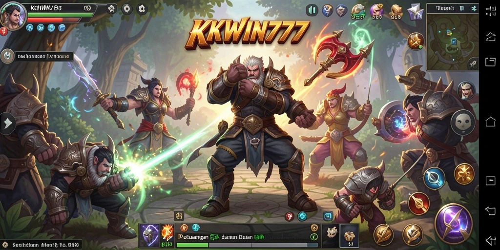 Screenshot gameplay KKWIN777 yang menunjukkan pertempuran seru dalam dunia MMORPG.