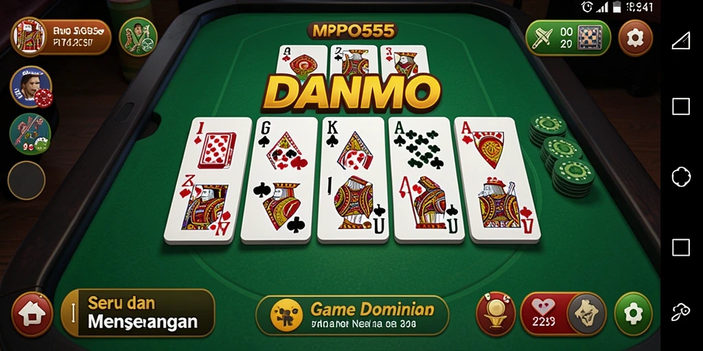 Screenshot MPO555 menampilkan gameplay yang seru dan interaktif dalam permainan Domino.