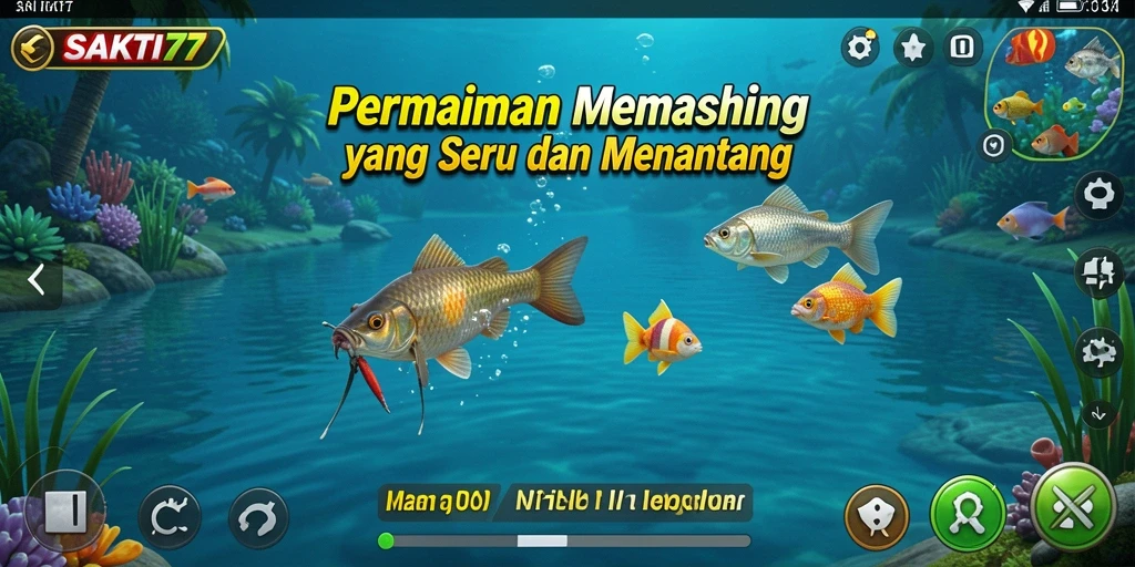 Screenshot gameplay SAKTI77 menunjukkan pengalaman memancing yang seru dan realistik.