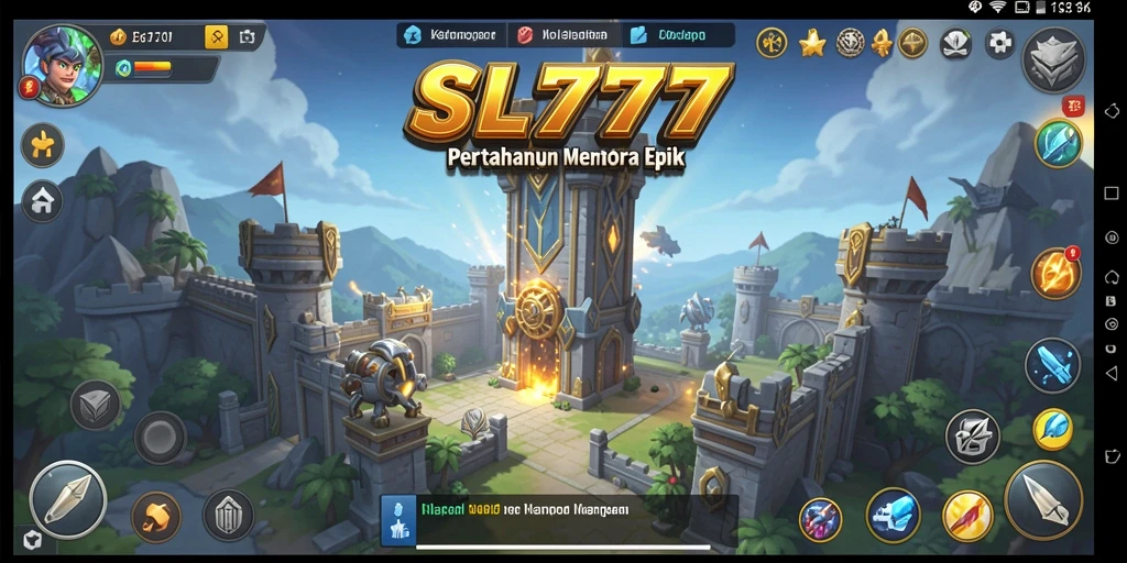 Tangkapan layar gameplay SL777 menampilkan pertempuran Tower Defense yang mendebarkan.