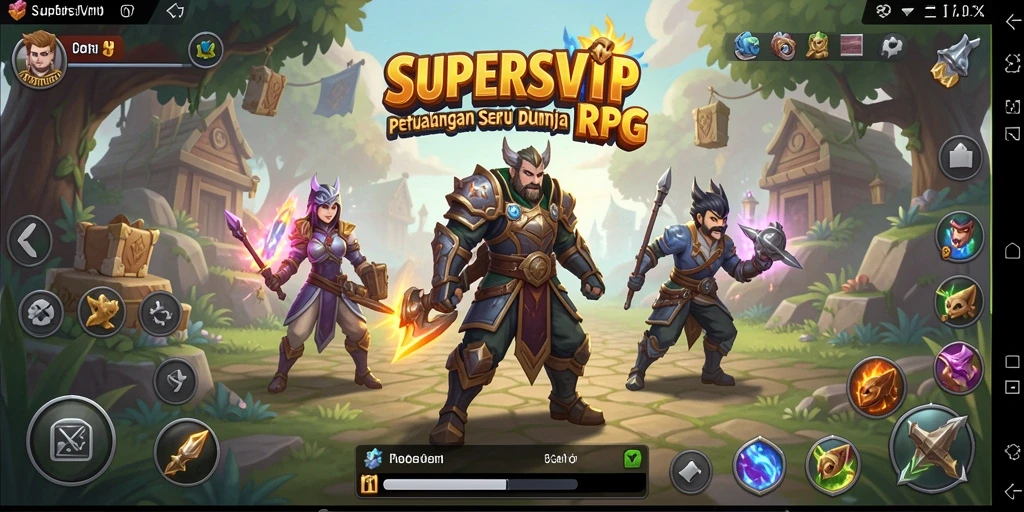 Screenshot menunjukkan aksi seru di dunia RPG SUPERSVIP.