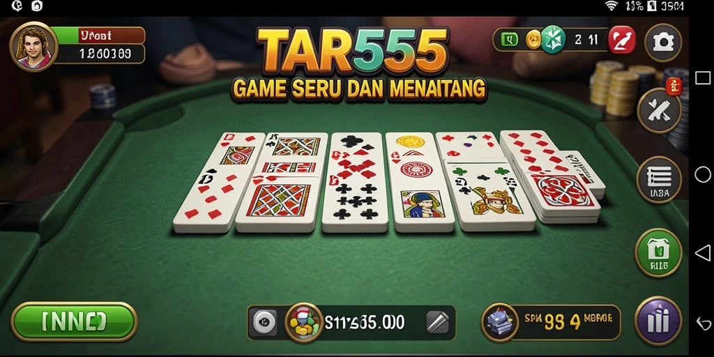Screenshot TAR555 menampilkan momen seru dalam permainan Domino.