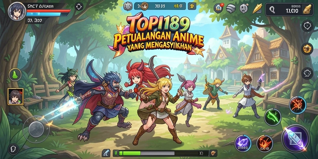 Screenshot yang menunjukkan pertarungan epik dalam game Anime TOPI189.