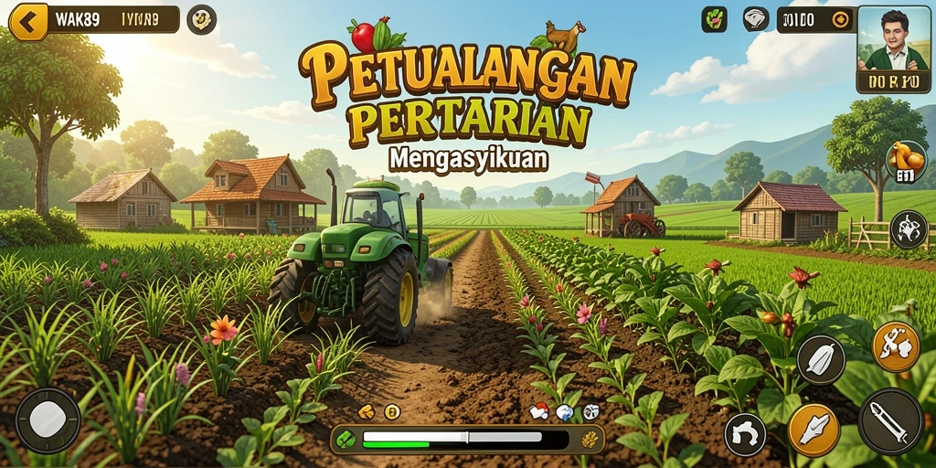 Gameplay seru di WAK89 yang menampilkan pertanian dan interaksi sosial.